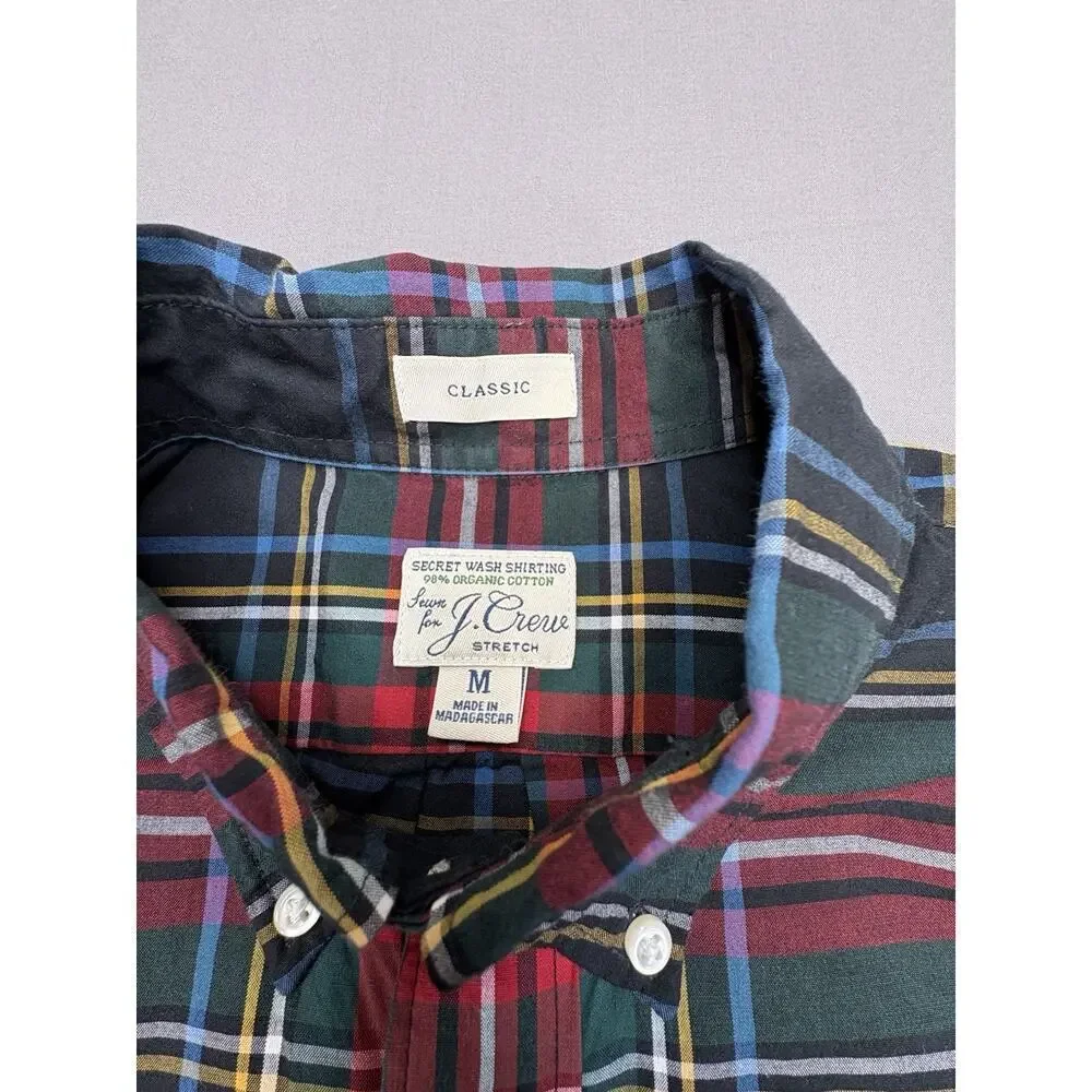 J.Crew Mens Classic Stretch Secret Wash Organic Cotton Plaid Shirt Medium - Picture 6 of 8